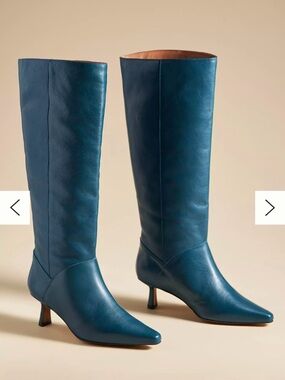 NWT By Anthropologie Blue Knee-High Pointed-Toe Boots